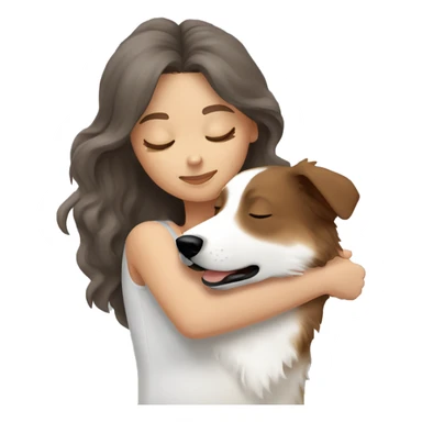 White woman brown hair sleeping with a white and grey Australian shepherd  sticker