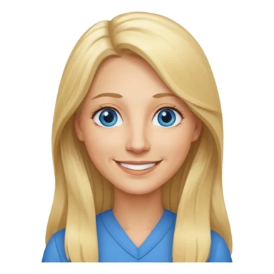 a 40 year old teacher with long blonde hair and blue eyes long face sticker