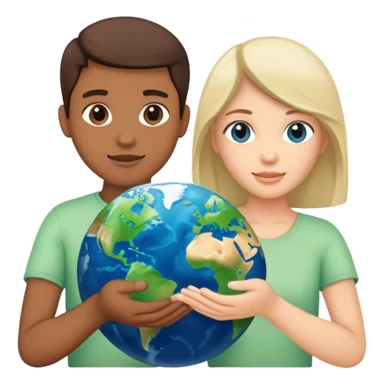 Two people holding earth on their hand  sticker