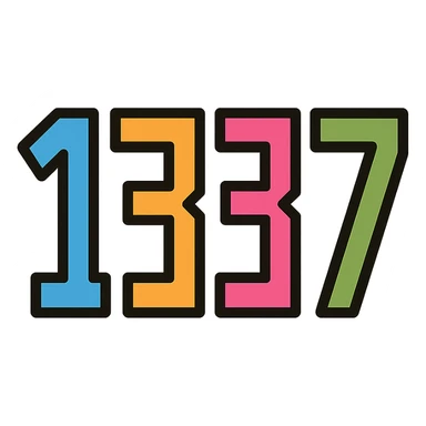 number 1337 in a cool digital style, referencing leet speak, icon or emoji sticker