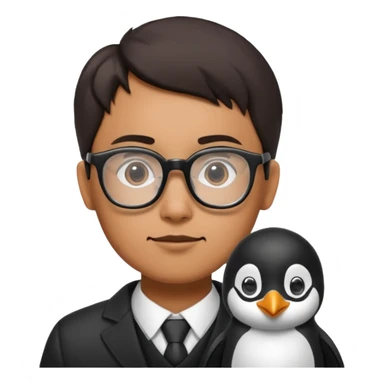  gozlük takan ve yaninda köpek olan Penguin sticker