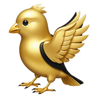 One single shiny Gold and black twitter icon, png, no background, no border sticker