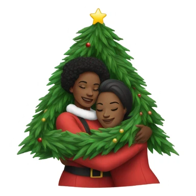 Christmas tree hug with black women sticker