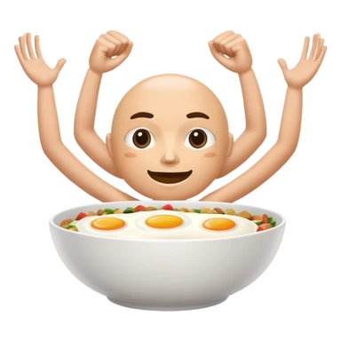 Breakfast bowl with a face in front of the bowl and arms and legs ready for gym sticker