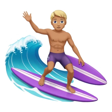 glitter surfer purple surf in wave ocean cian sticker