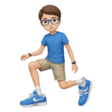 adolescent garçon taille moyenne corpulence maigre cheveux chatain court yeux bleus lunettes photo de pieds sticker