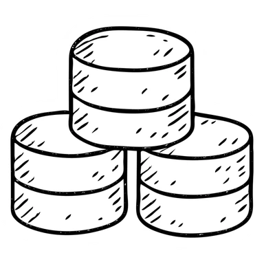 minimalist hand-drawn outlined hoard of database cylinders with worn distressed effect sticker