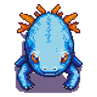 blue Minecraft axolotl, authentic blocky style and proportions, pixel art sticker