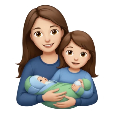 "Woman with long brown hair and fair skin holding a baby. And man with short brown hair and fair skin, without a mustache, holding a child. Smiling." sticker