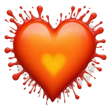 bleeding red heart glowing red-orange with splatter sticker