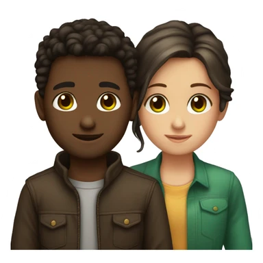 A Couple both with Dark Brown hair the boy had green eyes and the girl brown eyes  sticker