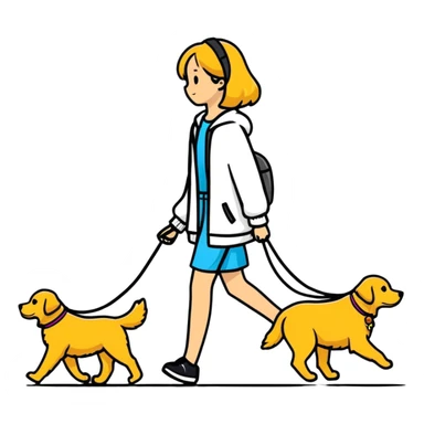 Beautiful girl walking a golden retriever dog sticker