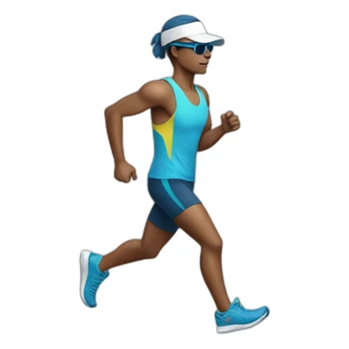 a tired runner wearing sunglasses a cap and winter shoes sticker