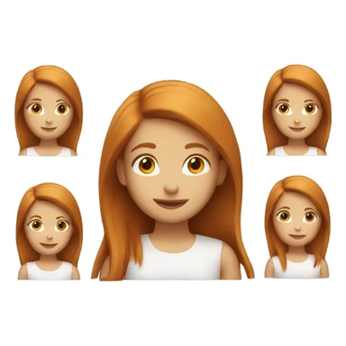 A girl has ginger, straight hair. Her hair is long. She’s smiling sticker