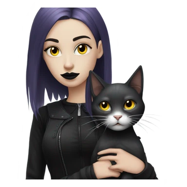 goth girl and cat sticker