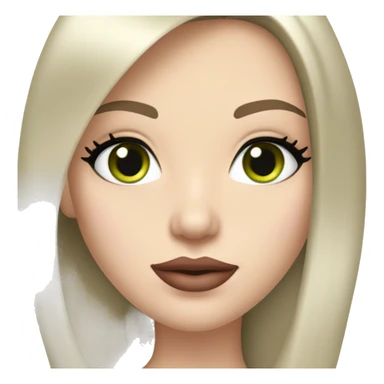 Brunette bombshell supermodel girl with long straight hair, pale skin, big pink lips and green eyes sticker