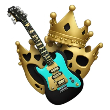 Soolking brook ;black affro cut ;turquoise electric guitar;golden crown ;skeletal face sticker