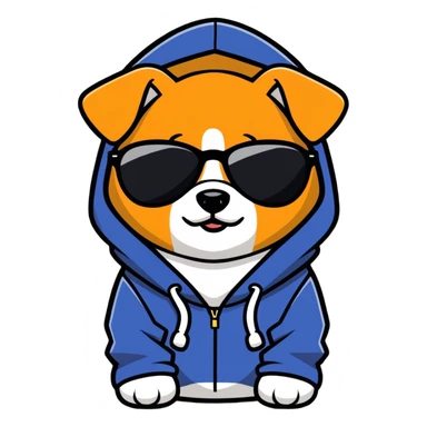 A dog wear a hoodie with sunglasses on  sticker