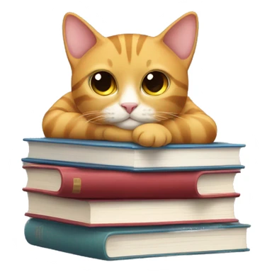 Cat laying on a stack of books sticker
