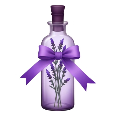 A vintage glass bottle, filled with delicate lavender stems in varying shades of soft lilac and deep aubergine, is adorned with a hand-dyed violet ribbon tied into a gentle bow. The light filters through the dusty glass, casting shadows of lavender sprigs onto the lace-covered surface, as if capturing a fleeting moment of serenity.






 sticker