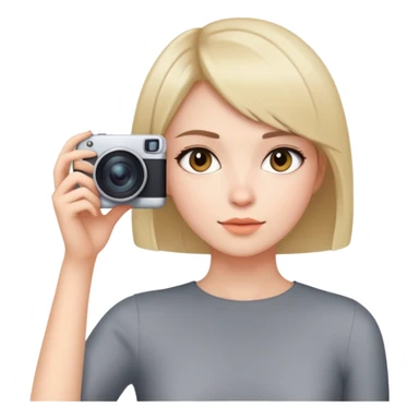 beautiful young lady with short straight hair taking a photo, upper body view sticker