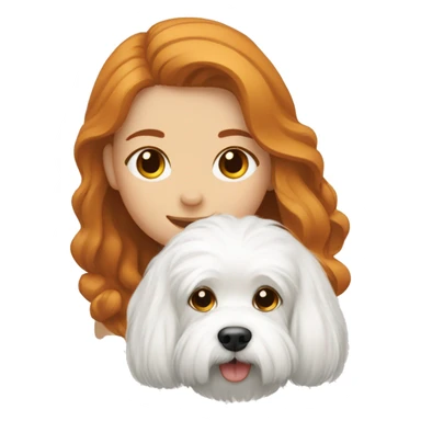 ginger girl with a dog coton de tulear sticker