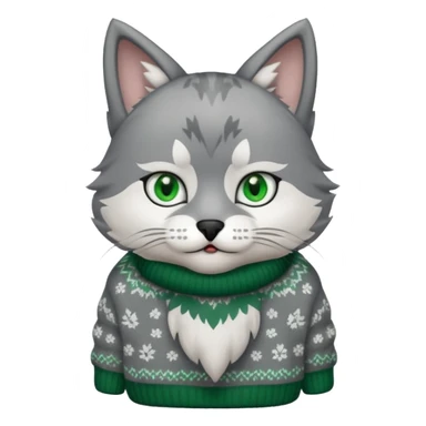  cat wearing a wolf-shaped sweater sticker