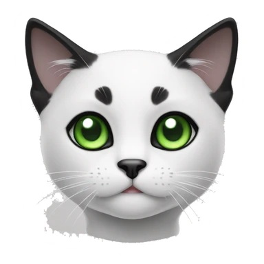 black and white cat with green eyes and black mark on chin  sticker