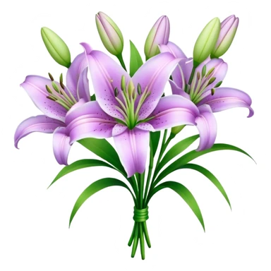 bouquet Light Purple Lily, luxuriant, stem, leaf, bud sticker