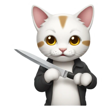 Kitty with a knife sticker