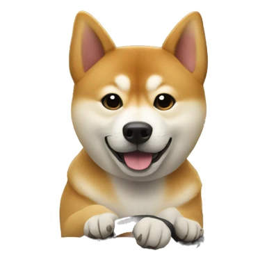 Shiba driving a tesla sticker