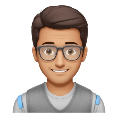 generate a pretty bratz emoji 
Make her look like hrithik roshan wearing white tee with a grey v neck sleeveless weater vest over it. wearing rectangle spectacles

he should look exactly  like hrithik roshan. smiling autistic sticker