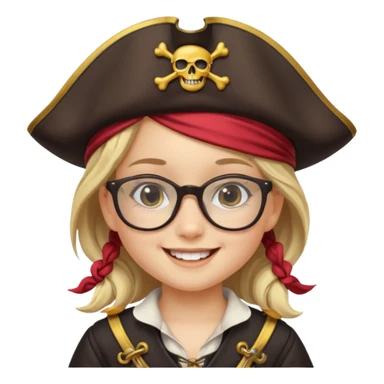 kid girl with pirate costume wearing glasses sticker
