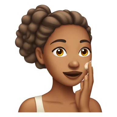 tan girl applying cream on face sticker