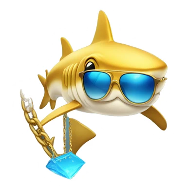 golden shark with chain and sunglasse sticker