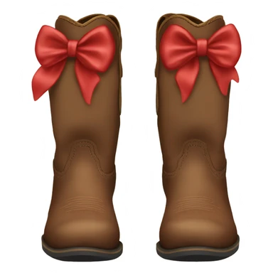 Brown cowgirl boots red bow sticker