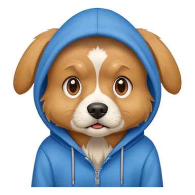 Scared dog wearing a hoodie sticker