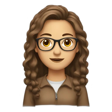 Girl with brown long thick hair and brown glasses driving a car sticker
