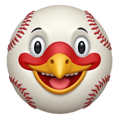 baseball with smile and beak sticker