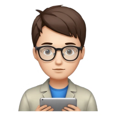 young programmer, thinking, with code symbols sticker