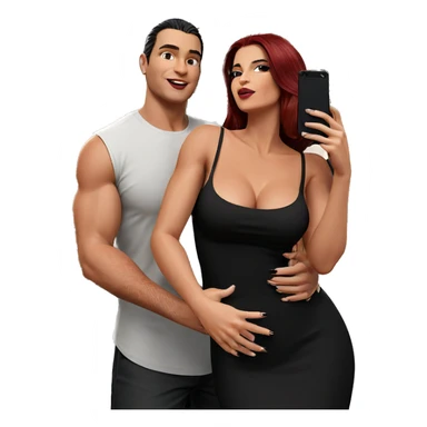 couple selfie in black dress sticker