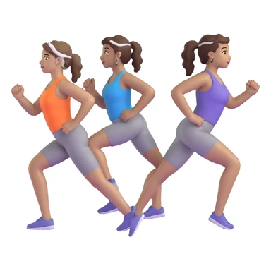 three women friends exercising together, one black woman with curly brown hair, one pale white woman with curly brown hair, and one white woman with straight brown hair in a ponytail positioned on the right sticker