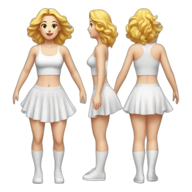 hyperrealistic-full-body-caucasian-curvy-beauty-jumping-small white-skirt-back-and-front-views-strong-wind-knickers white socks sticker
