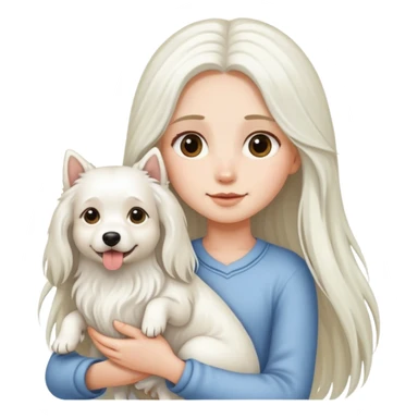 Long-haired girl holding a white long-haired dog sticker