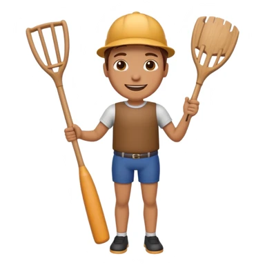 Make a wooden tube with a face and wooden legs and arms and a bat sticker