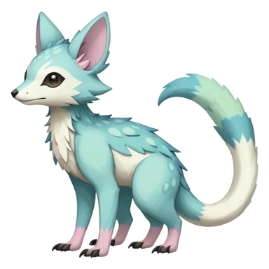 Rare realistic exotic edgy cute pastel gothic epic pretty beautiful handsome gorgeous aesthetic colorful vibrant Vernid-Trico-species-Fakemon-creature by LiLaiRa, 4 legs, 1 tail, random markings, (full body) sticker