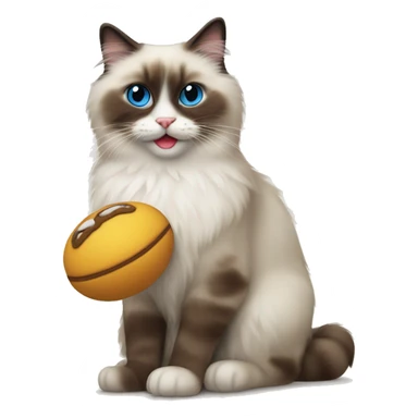 Ragdoll cat with a toy in his mouth sticker