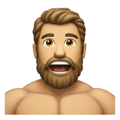 ‘Bearish’ muscular, body hair, bearded, male pointing into his open mouth sticker