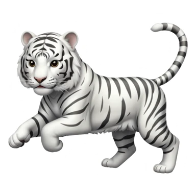 A white tiger pouncing at the screen with silver accsents make it less cartoon looking  sticker