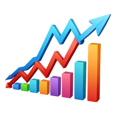 Upward trending business chart with arrow pointing up sticker